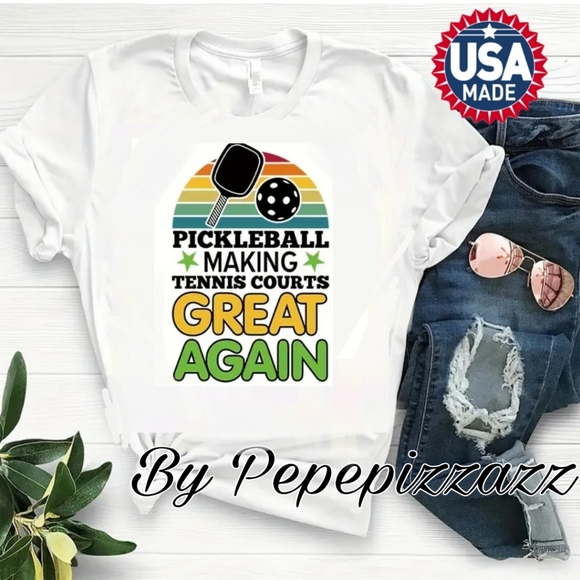 Pickleball Tshirt. Any color/size unisex MADE IN USA by ME PEPEPIZZA… - Picture 1 of 1